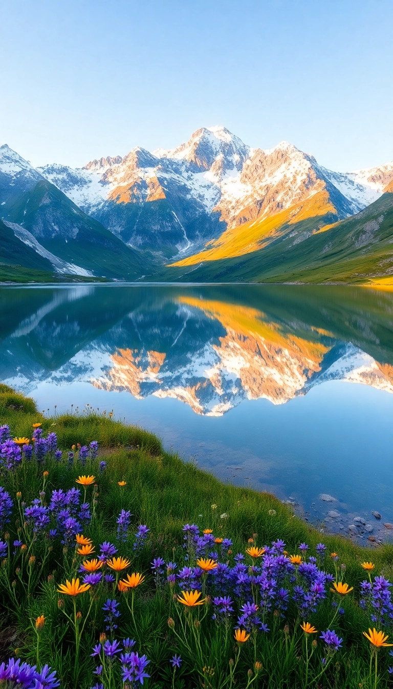 Free Spring Mountain Reflection iPhone Photogenic Wallpaper